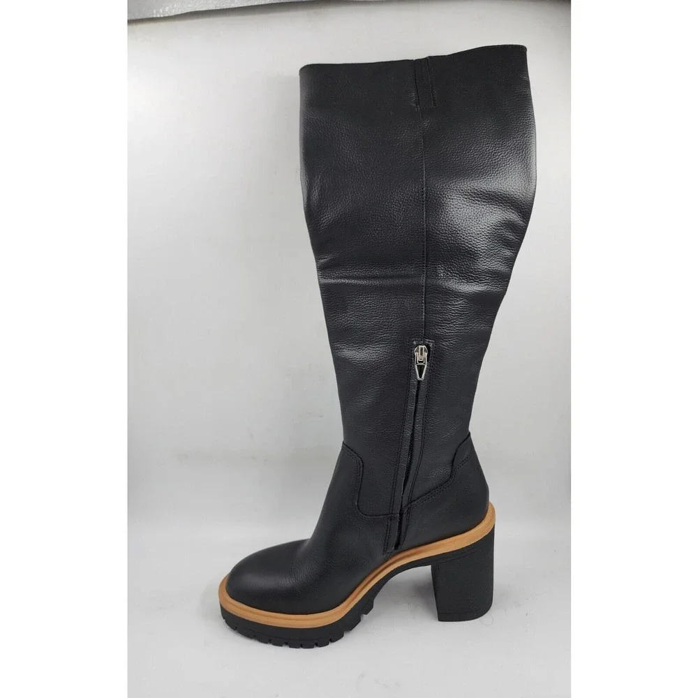 Dolce Vita Corry H2O Tall Leather Knee-High Boots Women's 8 Onyx Leather Zip - Picture 8 of 15